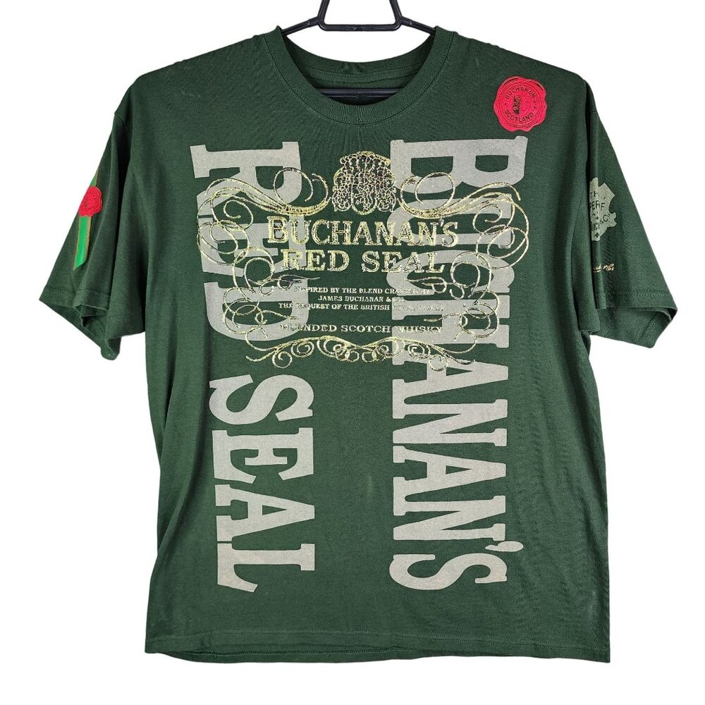 Men's Green & Gold Buchanan's Red Seal T-Shirt Short Sleeve Crew Neck Size XL